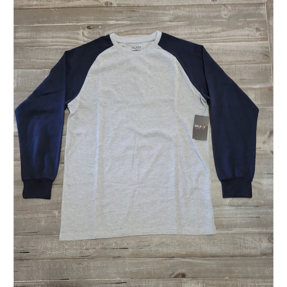 Galaxy By Harvic Men's Long Sleeve Shirt Size Large Gray & Navy NWT